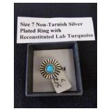 Size 7 non tarnish silver plated ring with
