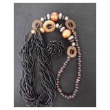 Long necklace and matching stretch ring