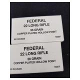 Two boxes Federal 22 long rifle 36 grain copper