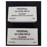 Two boxes Federal 22 long rifle 36 grain copper