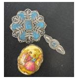 Turquoise pendants with vintage pin