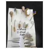 11 vintage stick pins