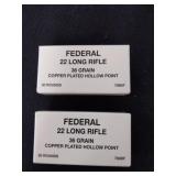 Two boxes of federal 22 long rifle 36 grain
