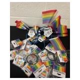 New pride bracelets and hand bands and pins