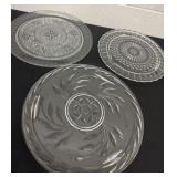 3 glass cake plates