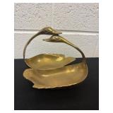 5ï¿½ Vintage Brass Swans Trinket Jewelry Catchall