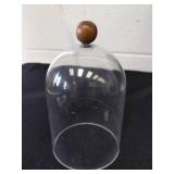 5.25 in glass cloche with a wooden knob handle