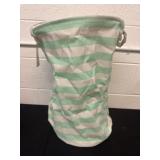 Teal and white cloth laundry bag