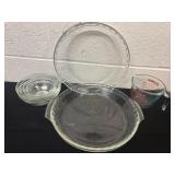 Pyrex pan, measuring cup and bowls