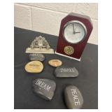 2 mini clocks with rocks