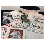 Group of bags, towel and more