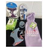 New dog harness, leash, bestie vibe and wipes and