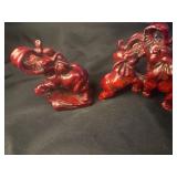 2 red resin elephant family figurines 3ï¿½
