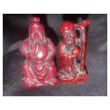 Two 2ï¿½ Chinese red resin statues