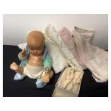 Baby blankets and  baby doll and shoes