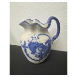 8ï¿½ vintage 'Flow Blue' ironstone pitcher