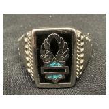 Silver Eagle Ring With Turquoise size 10-11