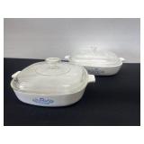2 corningware dishes set with lids