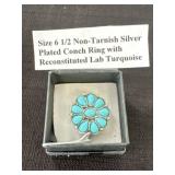 Size 6 1/2 Non Tarnish Silver Plated Conch Ring