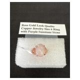 Rose gold look quality copper jewelry size 6 ring