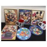 4 Mickey Mouse pictures in  frames, plates