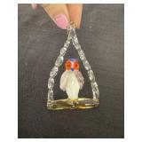 decorative miniature hand-blown glass owl
