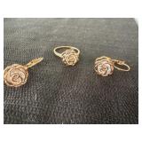 7.5 rose ring with matching earrings