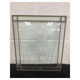 Etched Cupid On Bevelled Glass in Brass Frame,