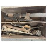 Wood crate with misc  tools