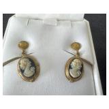 vintage black and white cameo earrings