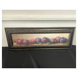Apple Oil Board Painting Signed in Frame 10x28.5