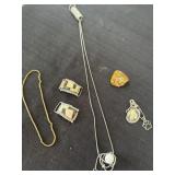 Necklace pin gemstone and bracelet