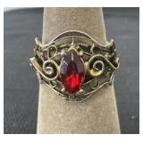 vintage-style fashion ring featuring a red