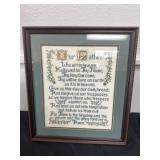 Vintage Cross Stitch Our Father Passage 20x18