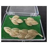 1950s spun wire pin and earrings made in Germany