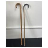 2 Vintage Wood Walking Sticks/ Canes