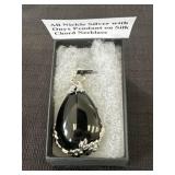 All Nickel Silver with Onyx Pendant on Silk Chord