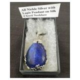 All Nickel Silver with Lapis Pendant on Silk