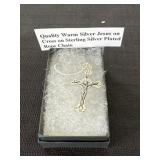 Quality Warm Silver Jesus On Cross in Sterling