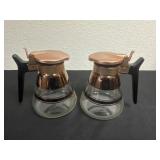 2 vtg. Mid Century Glass Carafes Mini Espresso