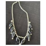 vintage mid-century rhinestone bib necklace