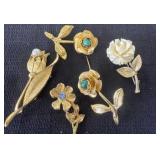 5 floral pins