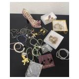 Group of misc jewelry,  ring shoe holder and more