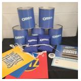 Oreo 1gal. cans, bean bags, flags