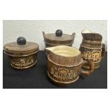 1960s Ceramic Faux Wood Decor ~ Sugar, Creamers