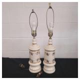 Pair vintage lamps no shade