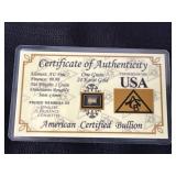 Certificate of Authenticity One Grain 24 karat