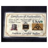 Certificate of Authenticity One Fourth Grain 24