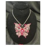 Betsey Johnson Cute Rhinestone Butterfly Necklace