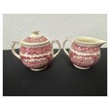 Mason Vista Ironstone Transferware Pink Red